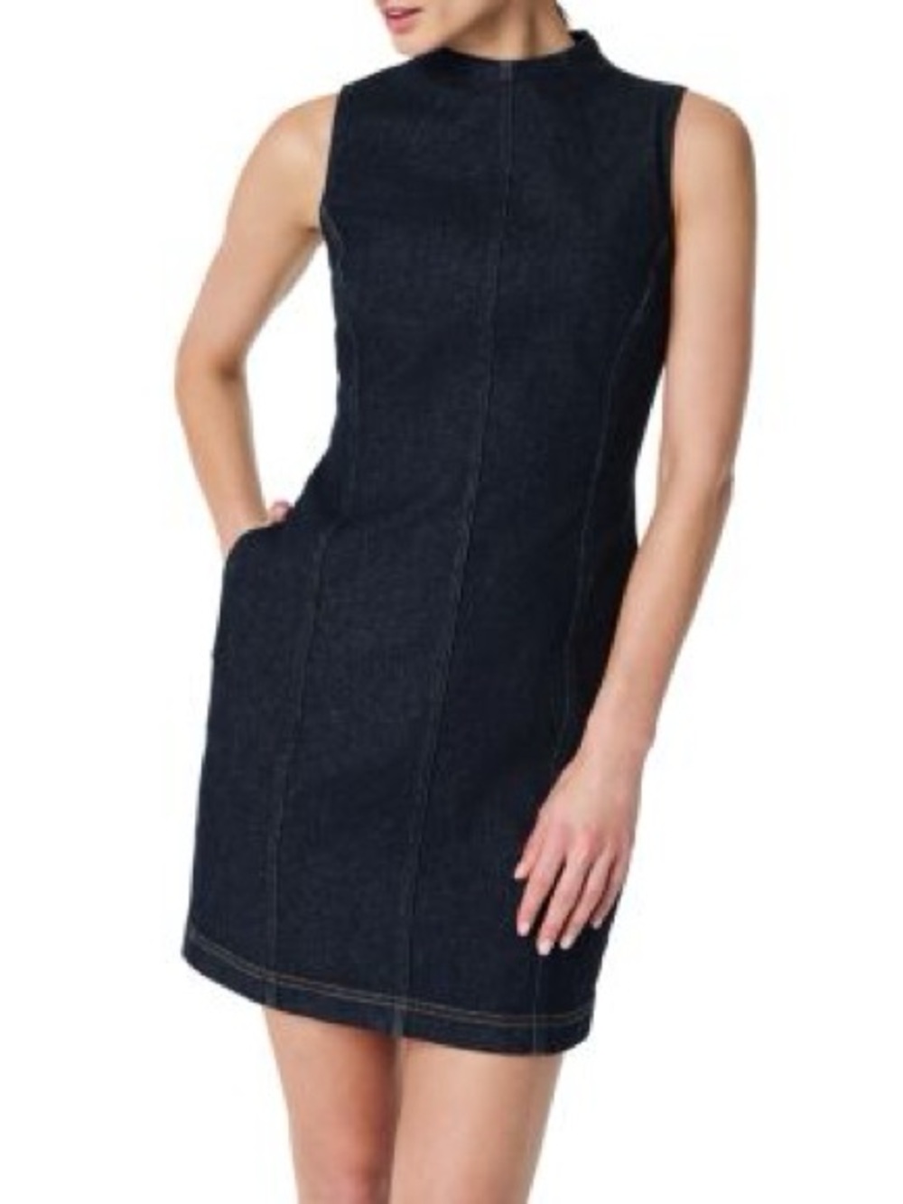 SPANX Denim Seamed Shift Dress Sleeveless Size XL